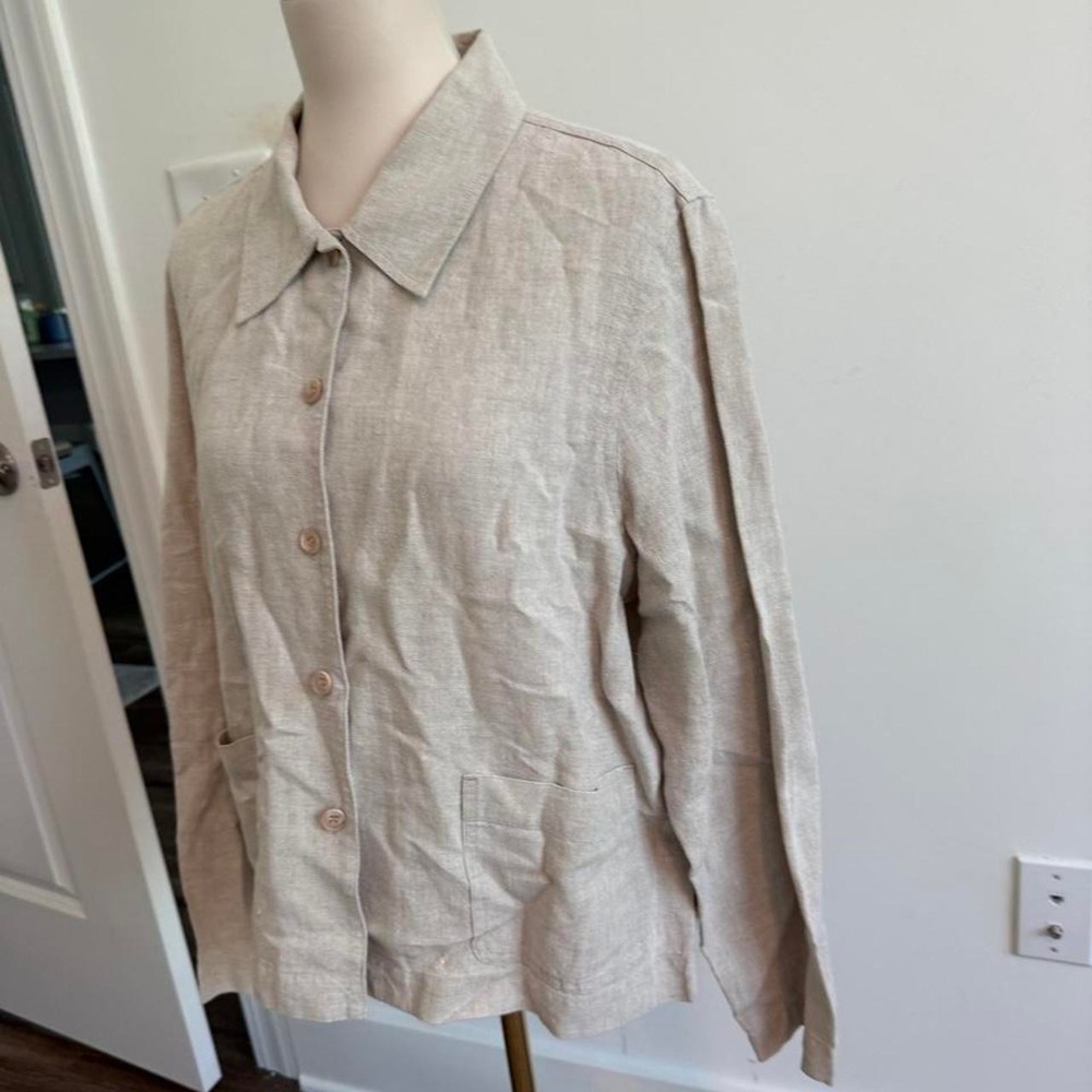 Jones New York Sport Tan Linen Button-Up Jacket | Size XL - Picture 3 of 5
